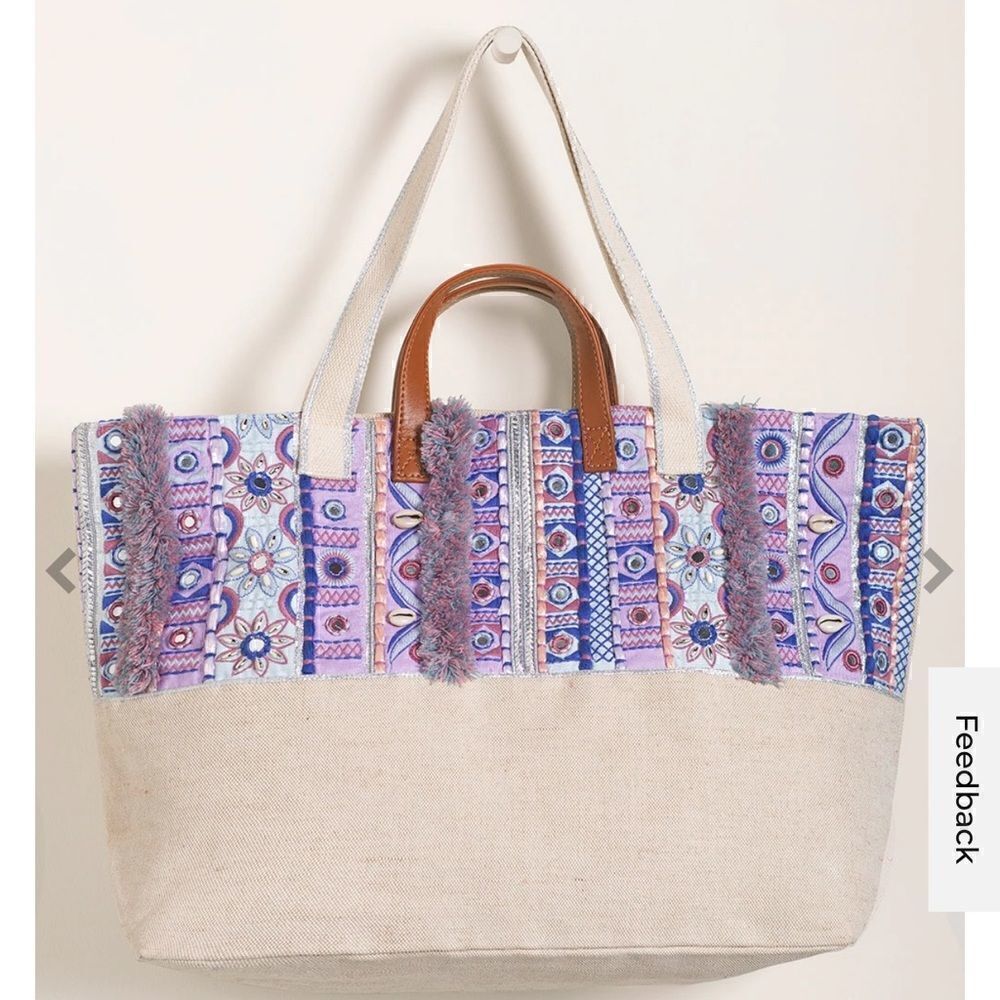 Chico's- Mosaic Print Tote Canvas Embroidered - Picture 2 of 10